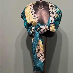 Lucky Brand Silk Teal and Yellow Floral Scarf